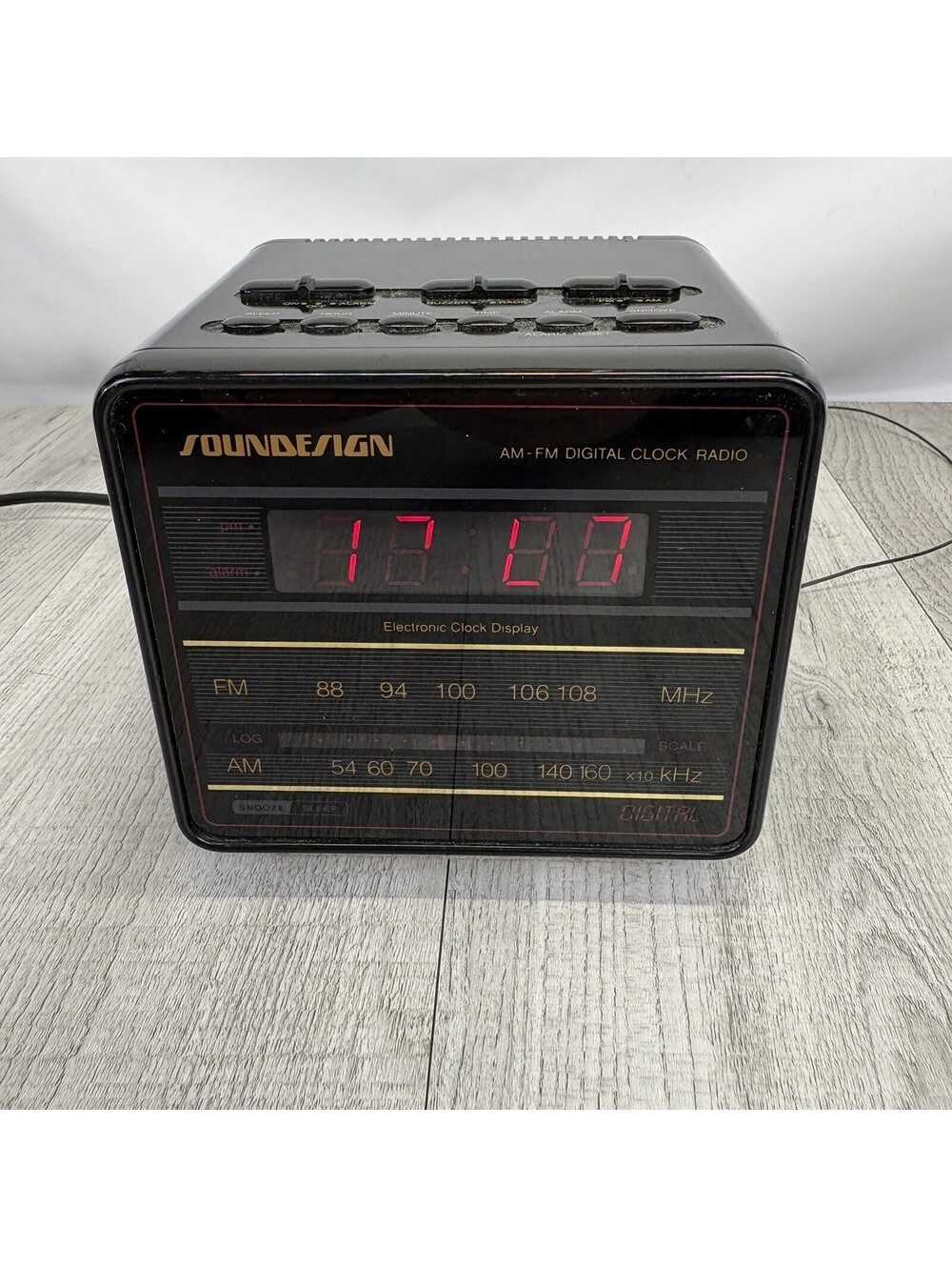 Vintage Soundesign AM/FM Digital Clock Radio Cube Black LED Alarm Tested